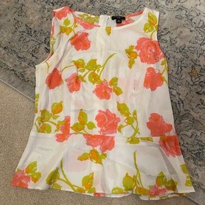 Ann Taylor 2P Size Blouse Floral Pattern Sleeveless Top
